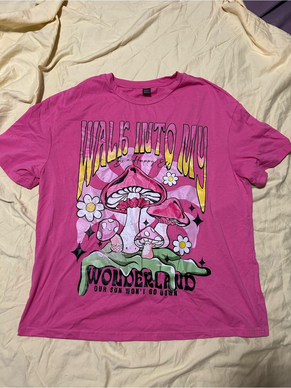Pink Mushroom Graphic Tee - "Walk Into My Wonderland"
